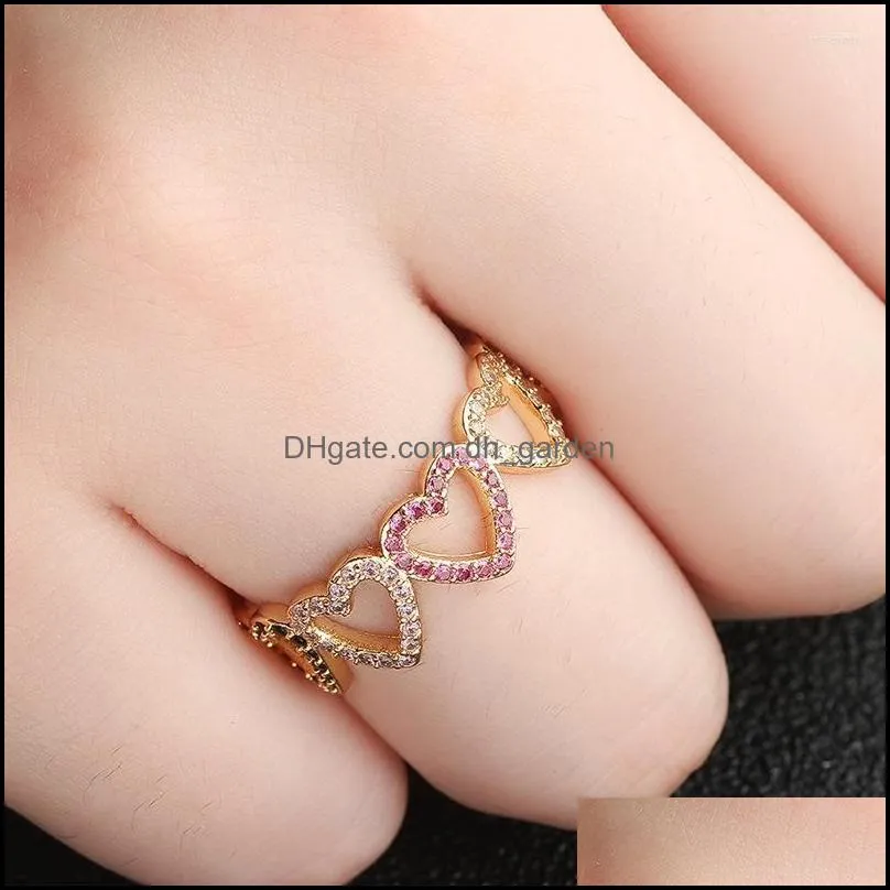 Wedding Rings Funmode Lovely Heart Shape Multicolor Cubic Zirconia Pave Women Finger Wholesale Price FR17