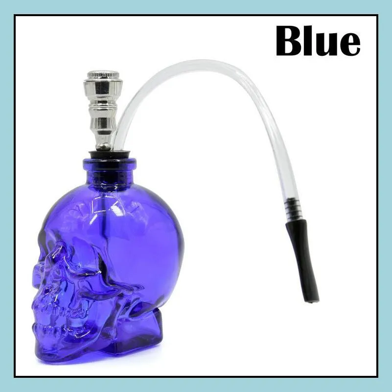 creative 6 colors skull head glass popular glass hookah pipe durable mini tobacco smoking cheap water pipe unique design wholesale