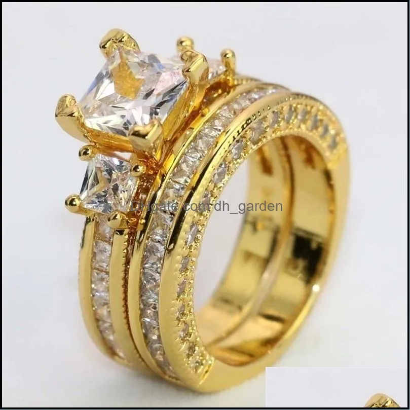 Wedding Rings Couple Ring - Fashion Cubic Zirconia For Gold-Color Romantic Anniversary Men/Women Jewelry Accessories LoverWedding