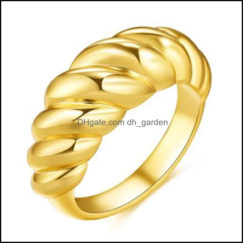 Wedding Rings Stainless Steel Croissant For Women Braided Twisted Signet Chunky Dome Ring Stacking Jewelry Statement Gift WholesaleWedding