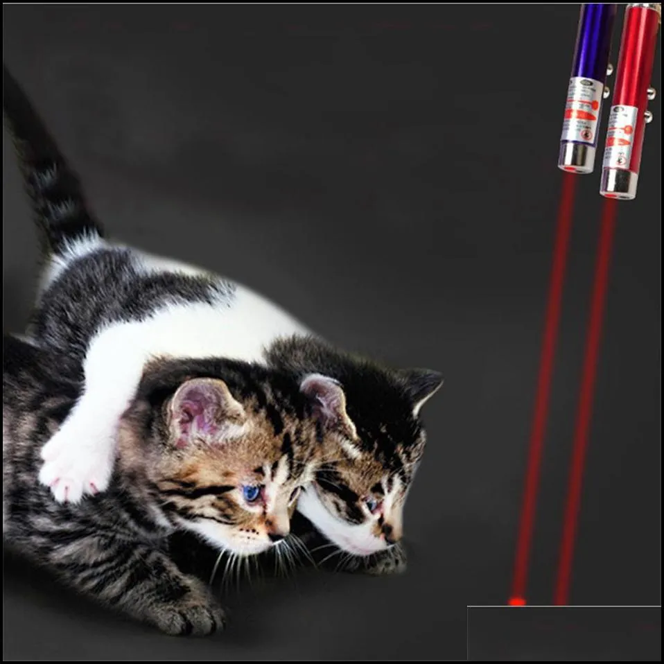 mini cat red laser pointer pen funny led light pet cat toys keychain 2 in1 tease cats pen ooa3970 supplies