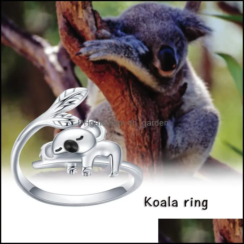 Wedding Rings Harong Fashion Lifelike Koala Ring Size Adjustable Cute Cartoon Animal For Girl Women Men Party Jewelry GiftWedding