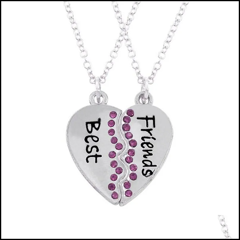 fashion friends honey love couple pendant necklace 2 pcs/ set rainbow broken heart bff good friends friendship jewelry gift