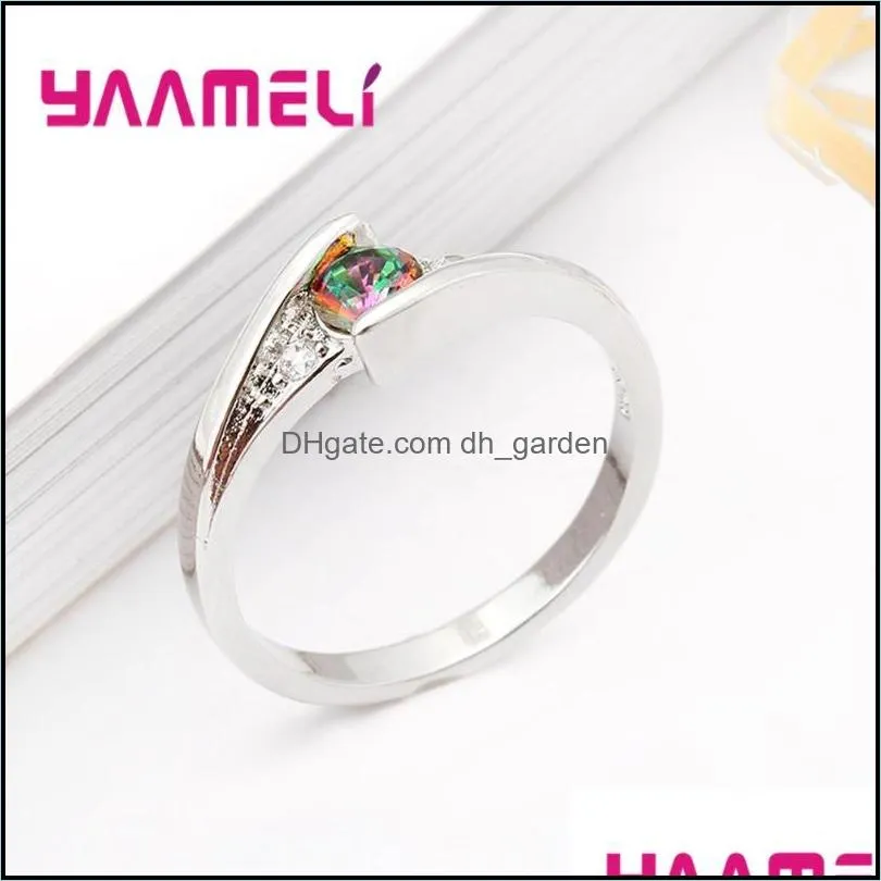 Wedding Rings Trendy Women 925 Sterling Silver Jewelry Engagement Simple Crystal Anniversary Finger Ring For FemaleWedding Brit22