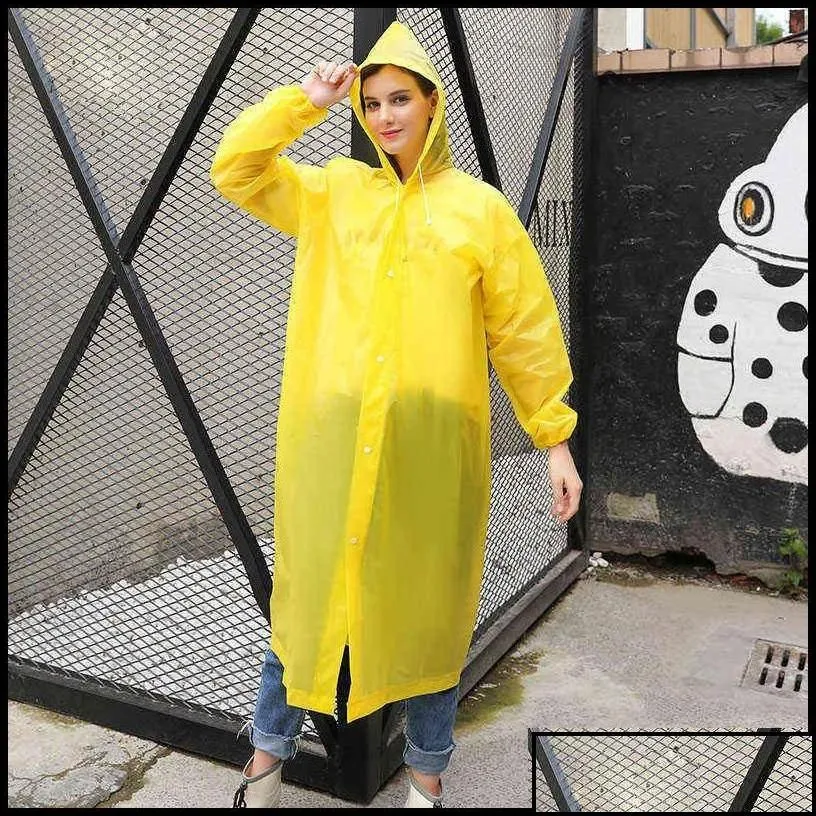 Raincoats Reusable Raincoat Women Rainwear Men Poncho Impenetrable Eva Rain Jacket Plastic Fashion Er Hooded Capa De Chuva Drop Deliv