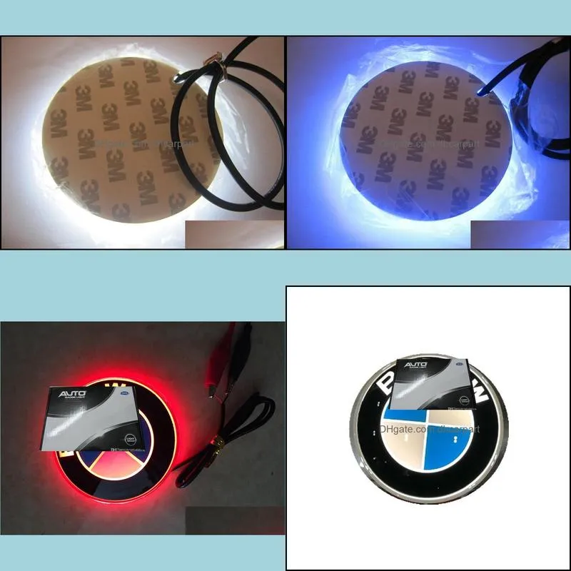 for bmw 4d led logo light car accessories badges emblem 12v 82mm white blue red high quality rear lights