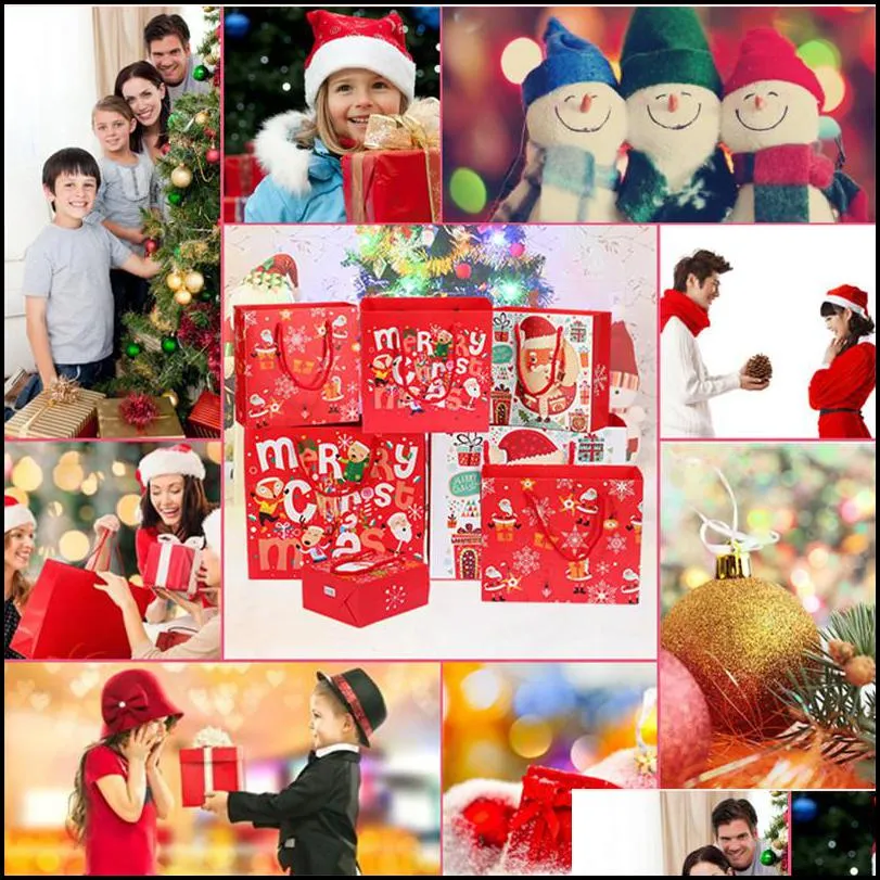 merry christmas gift paper bags xmas packing bag snowflake candy box new year kids gifts wrap decorations fy4761