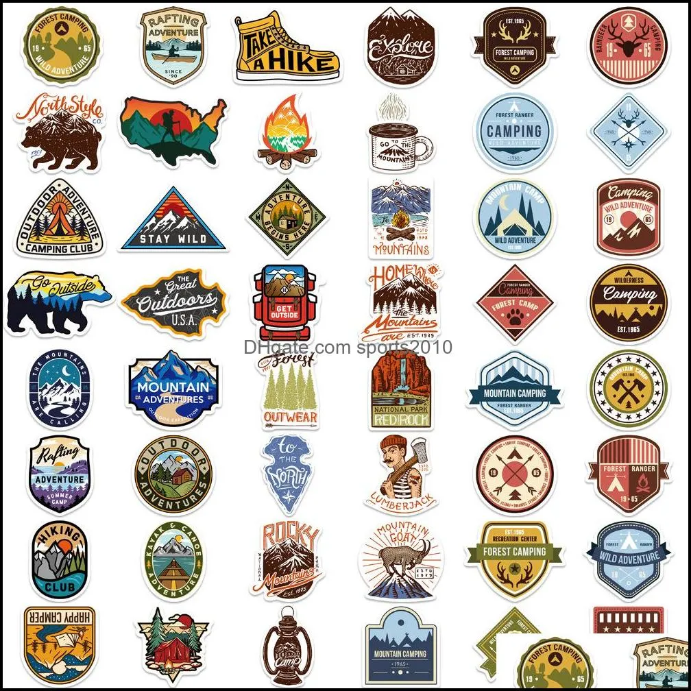 50pcs cartoon outdoor camping sticker happy camper graffiti kids toy skateboard car motorcycle bicycle sticker decals