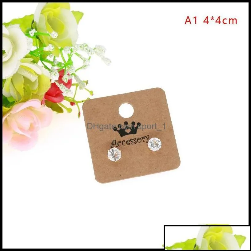 Price Tags, Packaging & Jewelry4*4Cm Kraft Paper Mti-Motif Earring With Hold Hanging Earrings Ear Stud Jewelry Display Card Wholesale Can