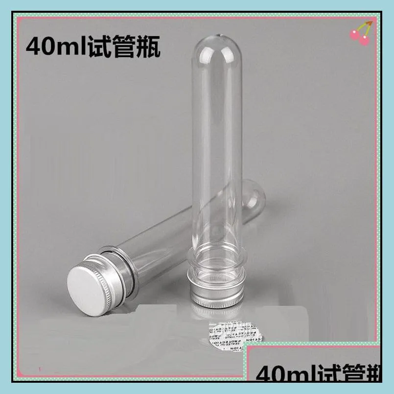 100 40ml transparent mask bath salt test pet tube with aluminum cap 40cc clear plastic cosmetic tube with pressure sensitive seal