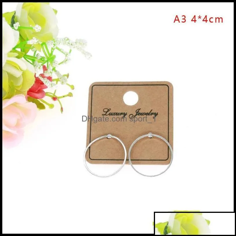 Price Tags, Packaging & Jewelry4*4Cm Kraft Paper Mti-Motif Earring With Hold Hanging Earrings Ear Stud Jewelry Display Card Wholesale Can