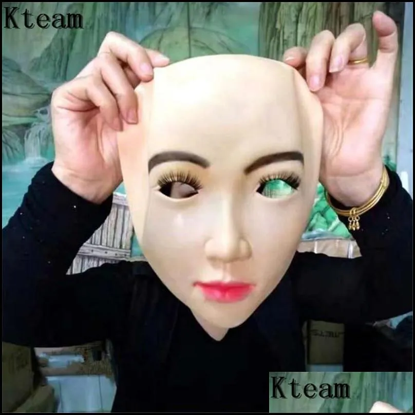 new funny realistic female mask for halloween human female masquerade latex party mask sexy girl crossdress costume cosplay mask