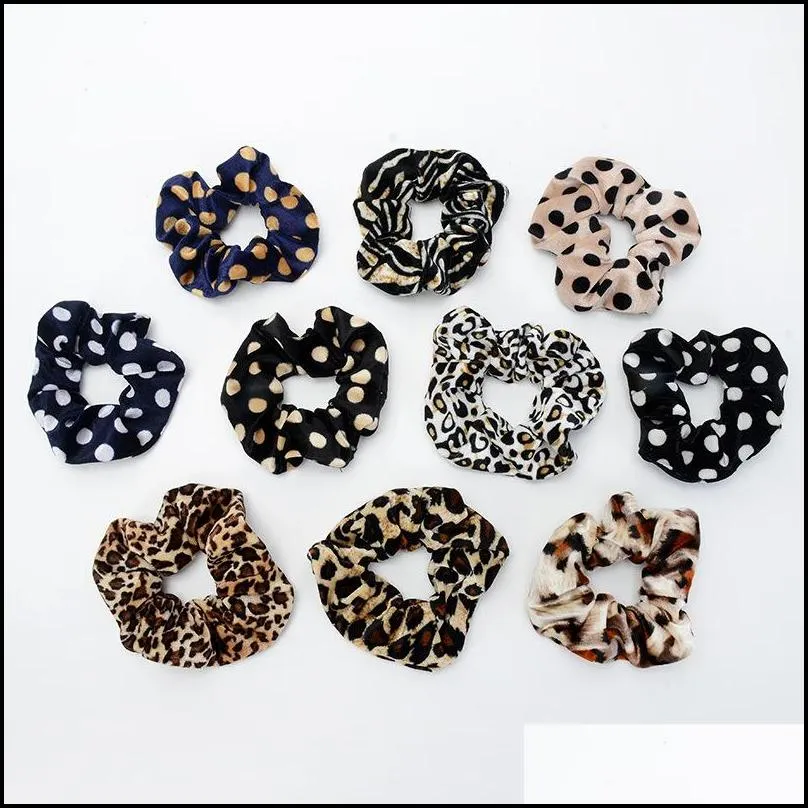 dot velvet scrunchie hairband for women girls elastic hair rubber bands accessories headband gum tie rope ponytail holder