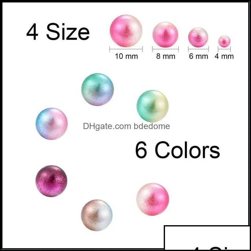Other Loose Beads Jewelry Colorf Acrylic Round Imitation Faux Pearls String No Hole 4-10Mm Mixed Color For Craft Diy Jew Dhvxa