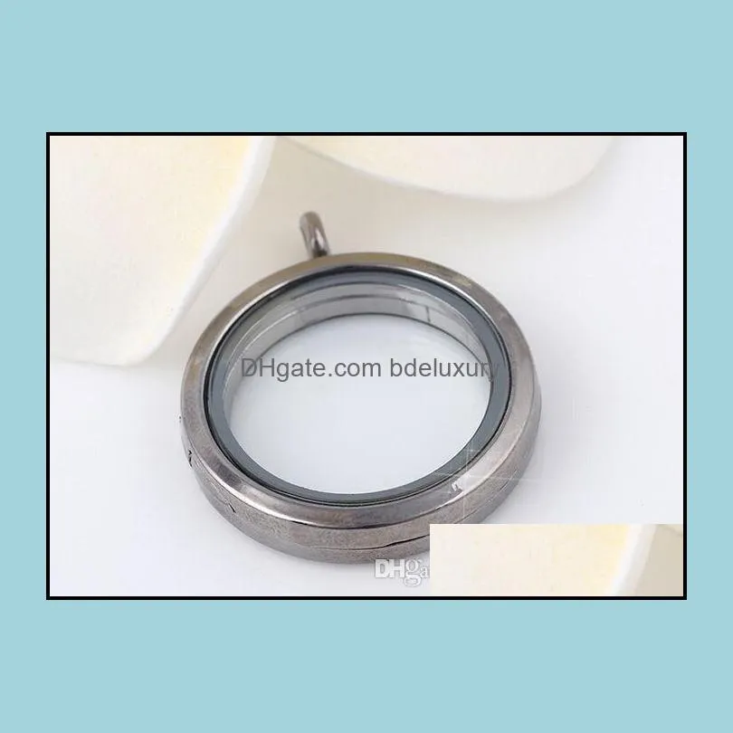 10pcs/lot 30mm plain round magnetic glass living floating locket pendant fit for chain necklace 4colors wholesale
