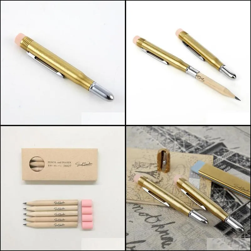 eteral travelers brass pencil mini to carry metal stationery very beautiful retro travel stationery series pictures props 
