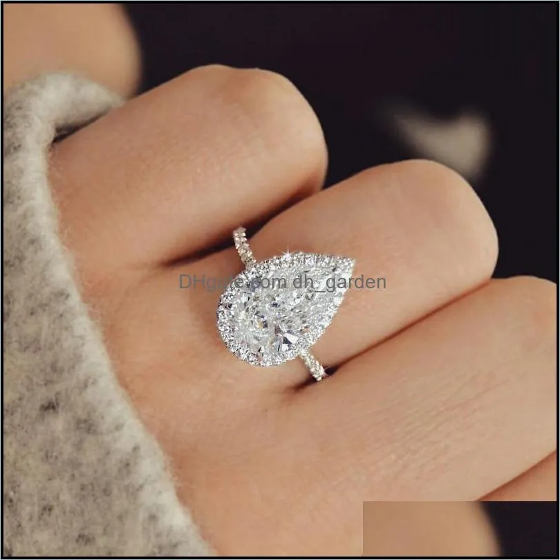 Wedding Rings Vintage Style Pear Shape Engagement Ring Silve Color Promise Trends Fancy Cubic Zirconia Jewelry Birthday GiftWedding