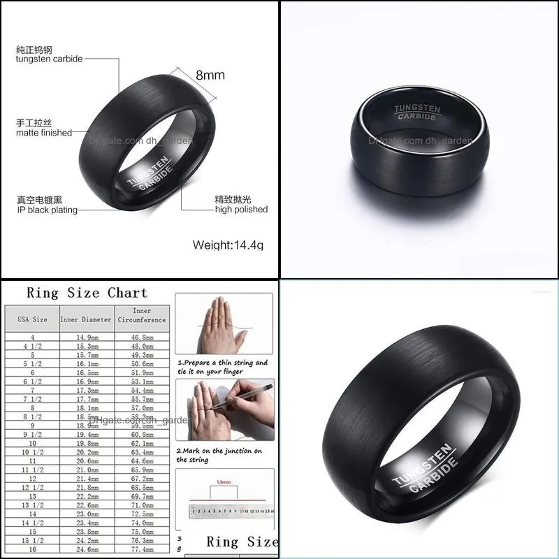 Wedding Rings Tungsten Ring Wire Drawing Plating Black Men`s Fashion Jewelry In Japan And South Korea Brit22