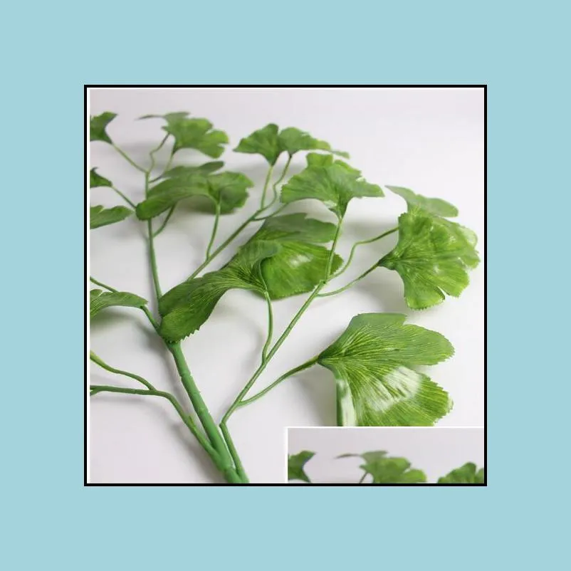 12pcs artificial leaves ginkgo fake leaves plastic branches ginkgo decorative color printing leaves wholesale