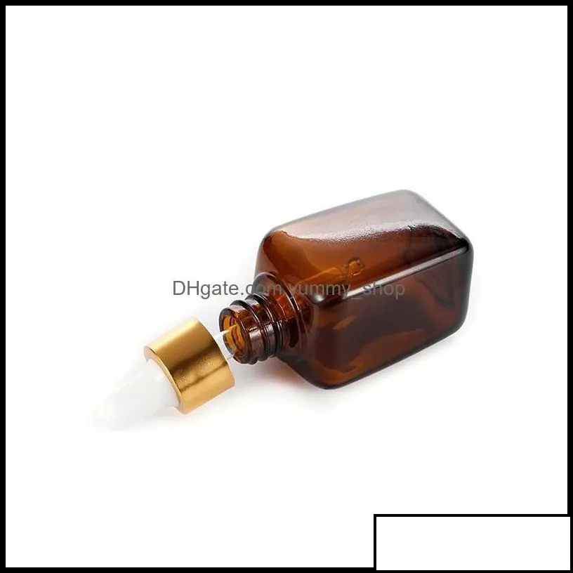 Packing Bottles Office School Business Industrial Amber Glass  Oil Bottle E Liquid Square Dropper 10Ml 20Ml 30Ml Mtiple Type