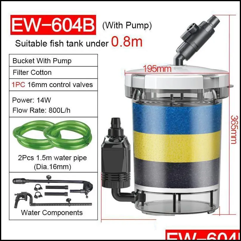 transparent aquarium fish tank external canister filter super quiet high efficiency bucket outer filtration system with pump y200922