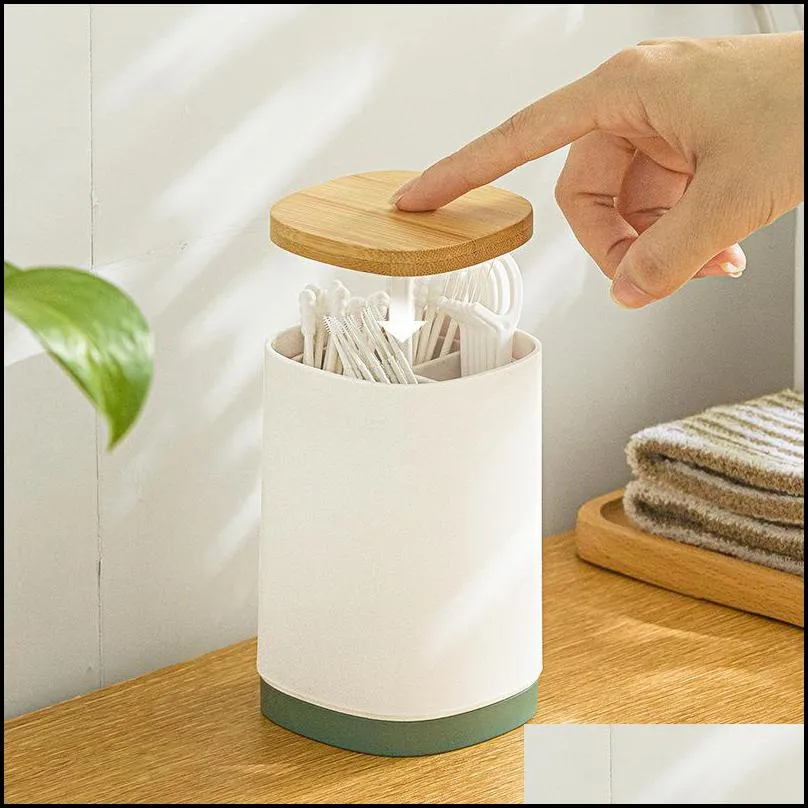 toothpick holders japanese automatic press toothpick box multipurpose split cotton swab dental floss storage toothpick tank