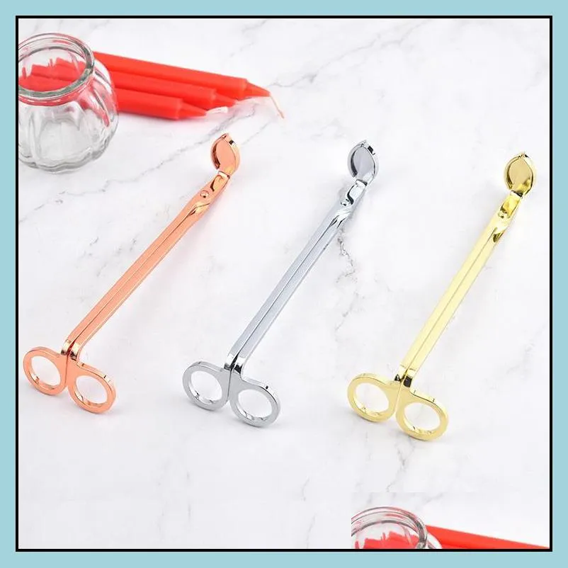 home stock candles wick trimmer stainless steel candle scissors trim wick cutter snuffer round head 20cm black rose gold silver colors