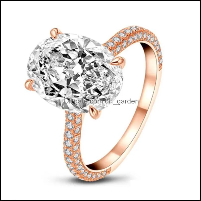Wedding Rings Fashion For Women Big Oval Zircon Stone Inlay Elegant Engagement Ring S925 Fine Jewelry AnniversaryWedding Brit22