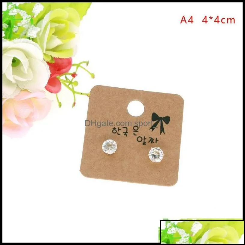 Price Tags, Packaging & Jewelry4*4Cm Kraft Paper Mti-Motif Earring With Hold Hanging Earrings Ear Stud Jewelry Display Card Wholesale Can