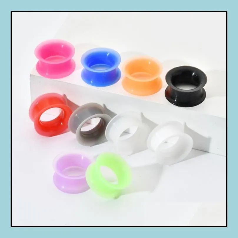 100pcs/lot mix 7 color body jewelry silicone ear expander plug flesh tunnel plug gauge