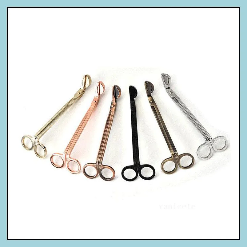 stock candle wick trimmer stainless steel candles scissors trim wick cutter snuffer round head 18cm black rose gold silver red zc845