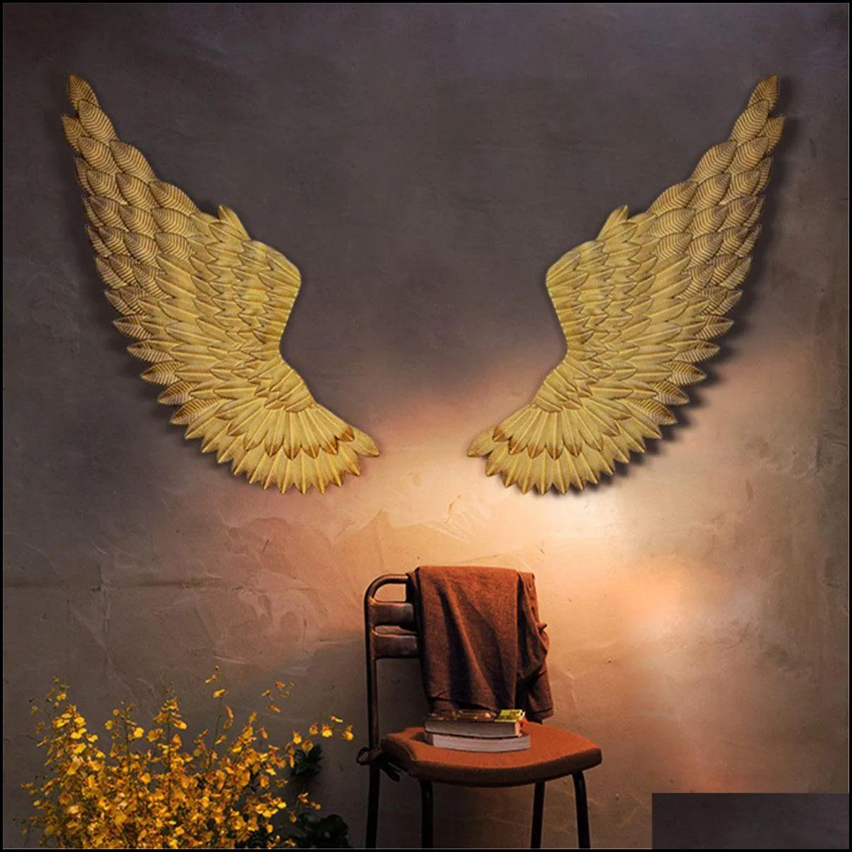 wall decoration angel wings retro metal wings bar coffee shop wall decoration home bedroom living room decor christmas industry