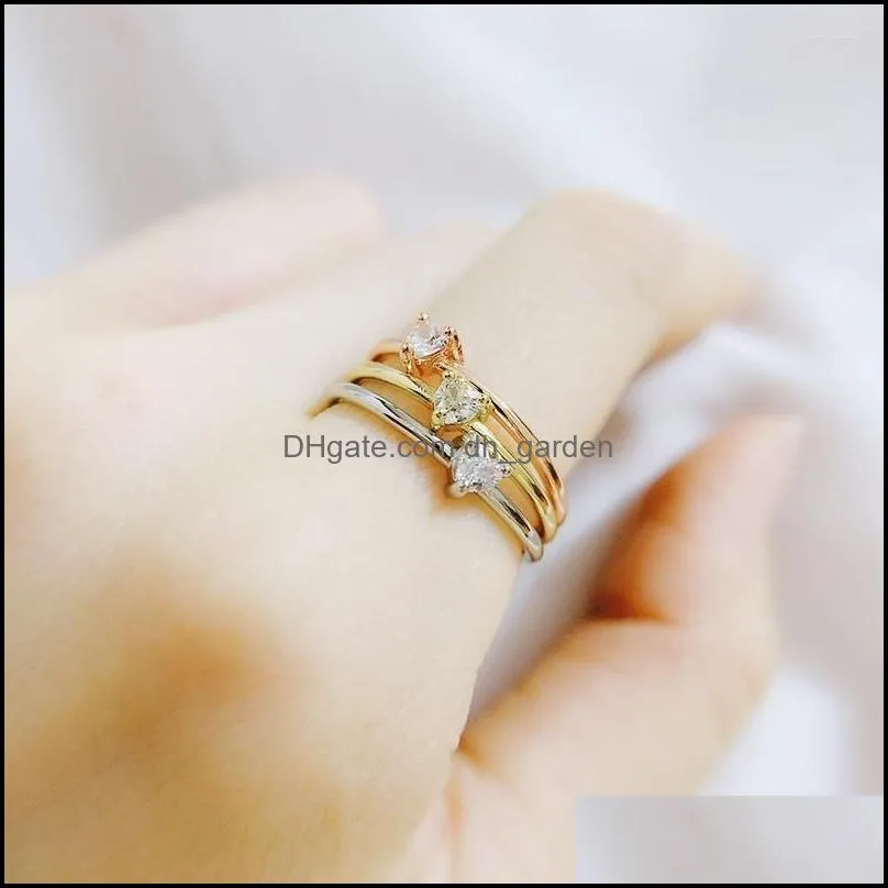 Wedding Rings Little Heart Shaped Gold Color Engagement Ring Jewellry Zircon Romantic Fashion For Women Jewelry