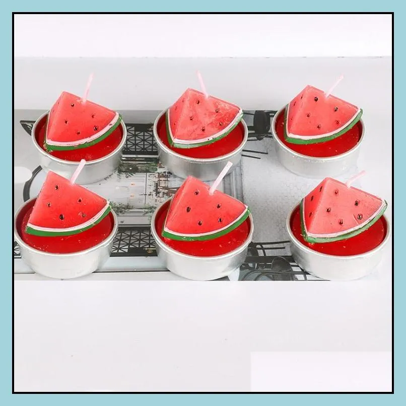 watermelon fruit candle paraffin wax birthday candles 6pcs / lot home decor t2i53306