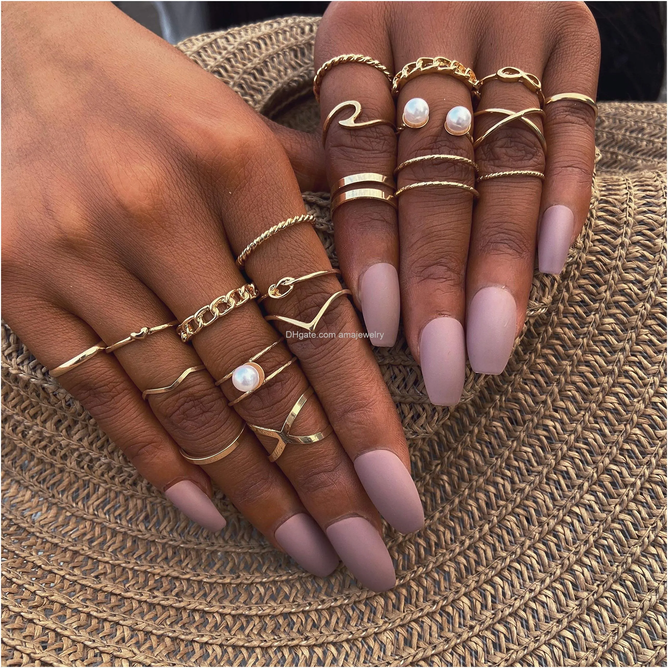 gold knuckle stackable rings set for women bohemian gold/silver plated comfort fit vintage vsco wave joint finger rings gift