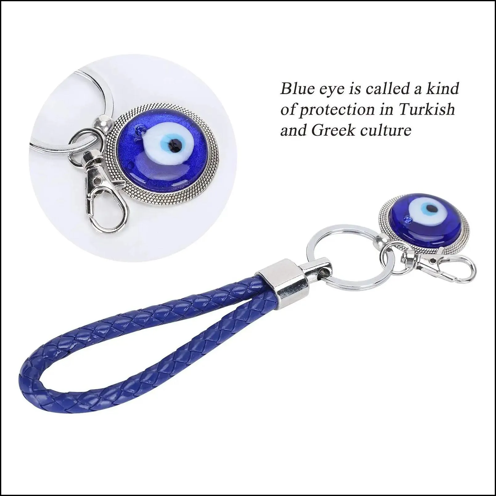 Key Rings L Evil Eye Keychain Turkish Blue Charms Pendants Amet For Man Woman Purse Handbag Bag Decoration Gift Drop Deliv Chakrabeads