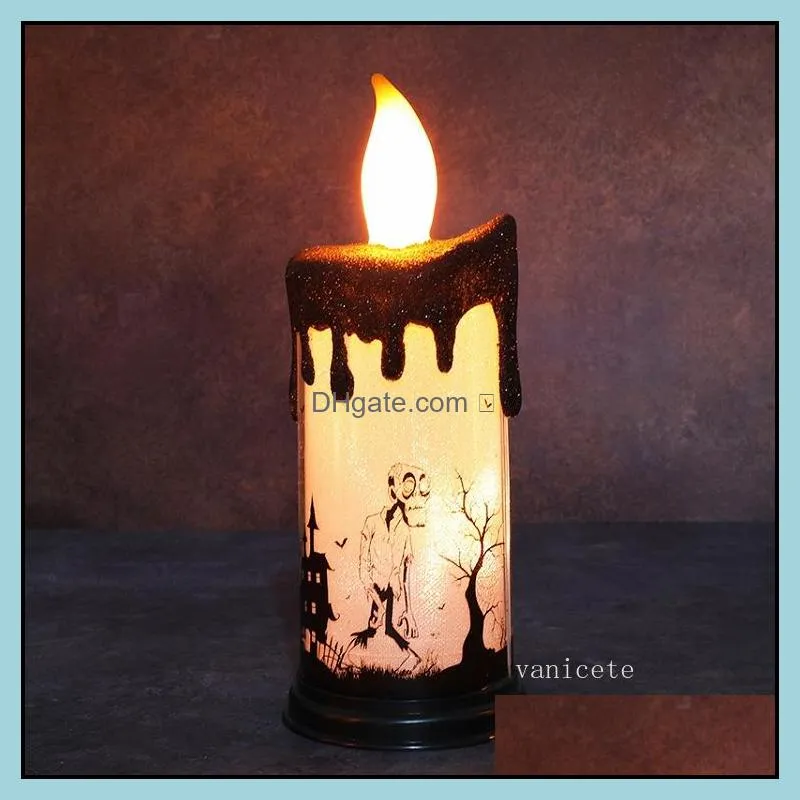halloween decorations led skull candle lamp castle skeleton pumpkin printing candles lamps hallowmas home t2i52659