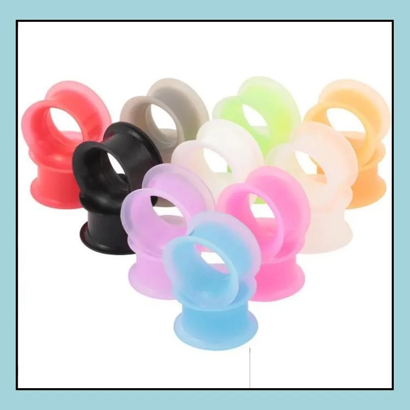 100pcs/lot mix 7 color body jewelry silicone ear expander plug flesh tunnel plug gauge