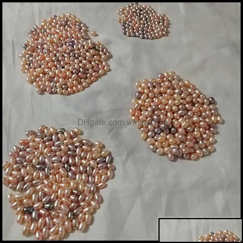 Pearl Loose Beads Jewelry Natural Freshwater Pearls Oyster No Hole 5-6Mm Bright Rice-Shaped Real Different Color Fashion Wholesale Drop