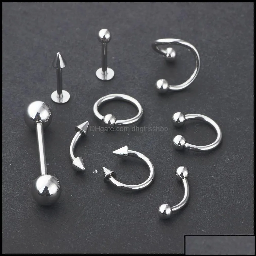 Nose Rings Studs Body Jewelry Qiamni 120Pcs/Lot Titanium Sexy Lip Ear Cartilage Tragus Eyebrow Captive Bead Ring Piercing Drop Delivery