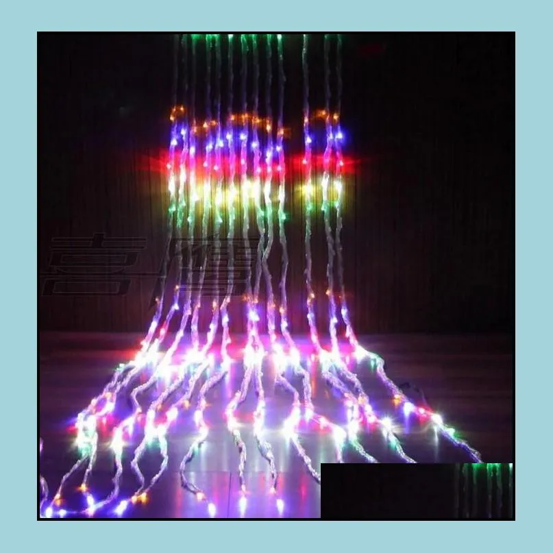  x  336led wedding party christmas context holiday run waterfall water flow water curtain led waterproof chain ac 110v/220v
