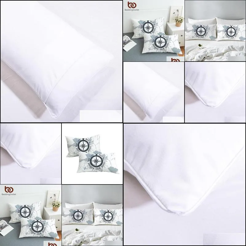 beddingoutlet compass pillowcase nautical map sleeping pillow case boys bedding navy blue and white pillowcase cover 2pcs y200103