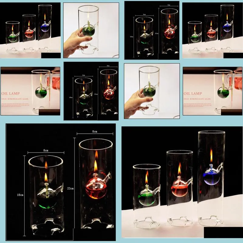 fashion super beauty creative transparent glass cylinder oil lamp lotus leaf characteristics wedding gift instead of candlestick