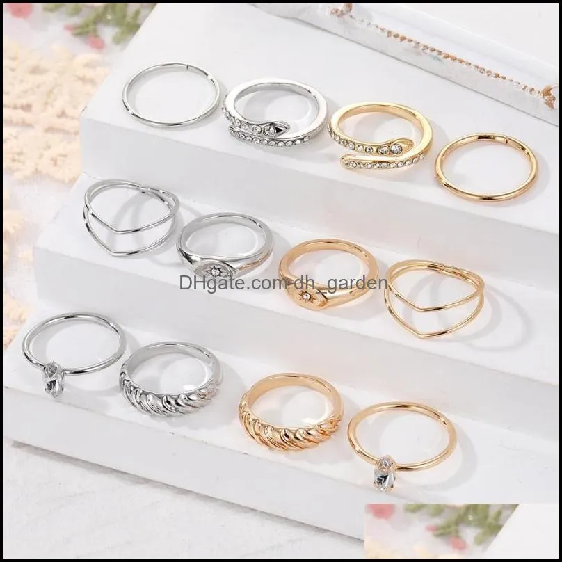 wedding rings charm bridal snake set for women female 2022 fashion star crystal buckle joint tail jewelry giftswedding brit22