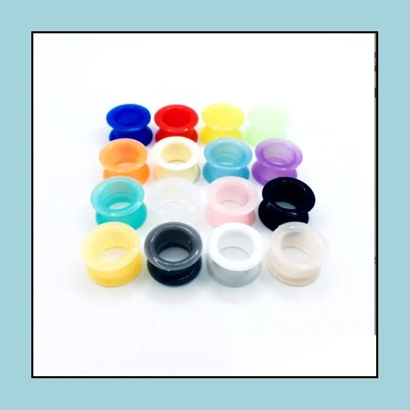 100pcs/lot mix 7 color body jewelry silicone ear expander plug flesh tunnel plug gauge