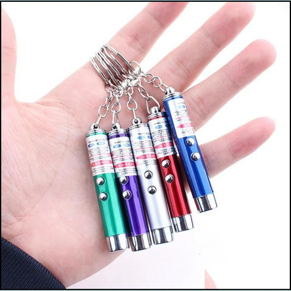 mini cat red laser pointer pen funny led light pet cat toys keychain 2 in1 tease cats pen ooa3970 supplies