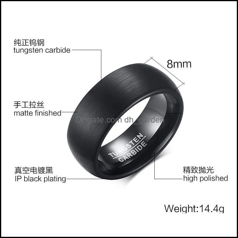 Wedding Rings Tungsten Ring Wire Drawing Plating Black Men`s Fashion Jewelry In Japan And South Korea Brit22