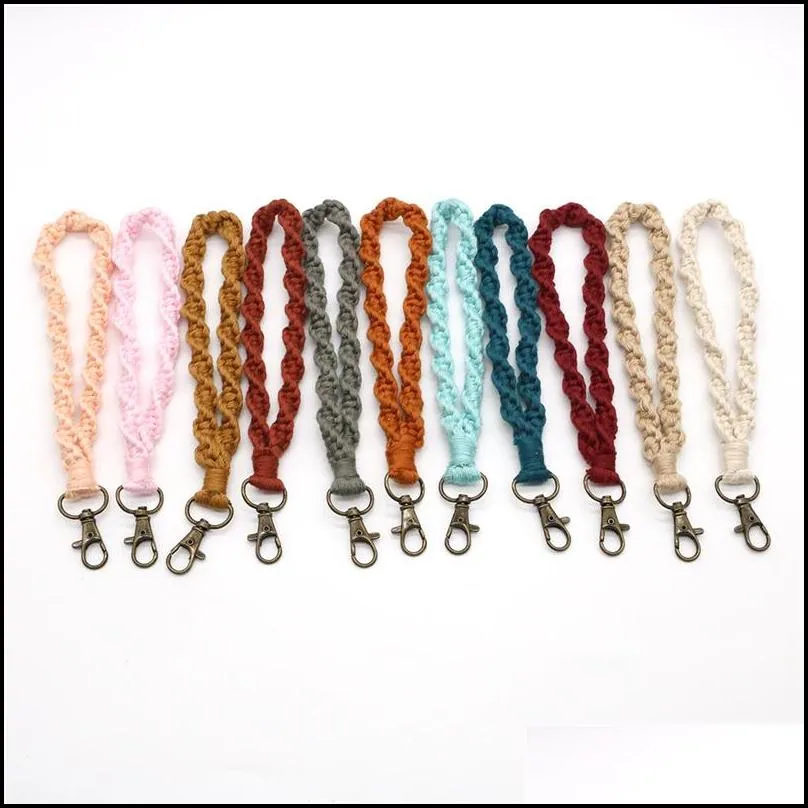 boho bag accessories macrame wristlet keychains wrist lanyard strap keyring bracelet assorted color macrames braided key fob