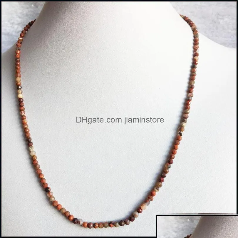 Chains M Faceted Red Blood Brecciated Jasper Necklace Shiny Natural Stone Chain Chocker Beaded Mother Daughter Drop Delivery 2021