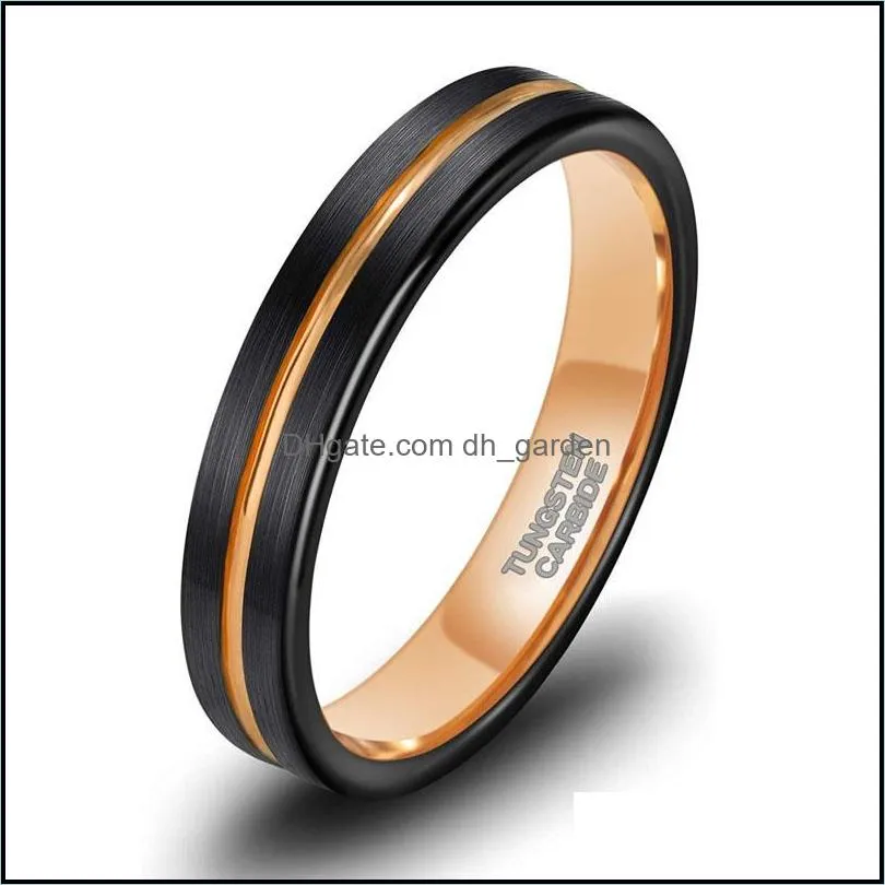 Wedding Rings 4mm Tungsten Ring Bands For Men Women Thin Groove Two Tone Engagement Blue And Rose Gold Color Size 5-12Wedding RingsWedding